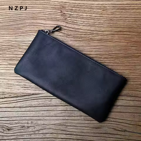 Portefeuille Long en Cuir Rétro pour Homme et Femme - Ultra Fin avec Fermeture Éclair