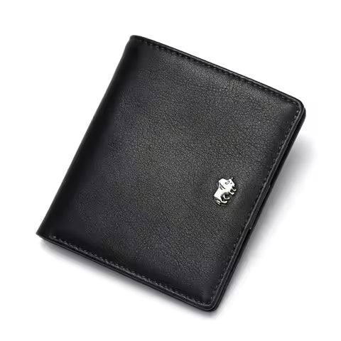 Portefeuille Homme Court en Cuir Véritable avec Blocage RFID - Mini Porte-Monnaie et Porte-Cartes à Fermeture Éclair