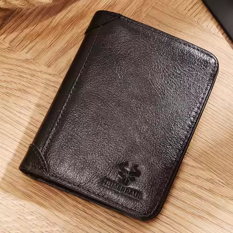 Portefeuille Homme Cuir Véritable avec Blocage RFID - Mince et Luxe