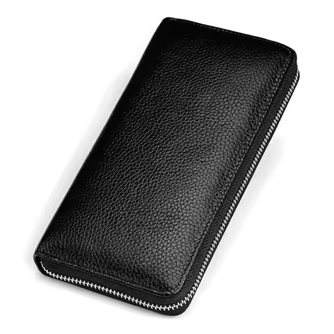 Portefeuille Long en Cuir Véritable HUMERPAUL avec Blocage RFID - Noir ou Café