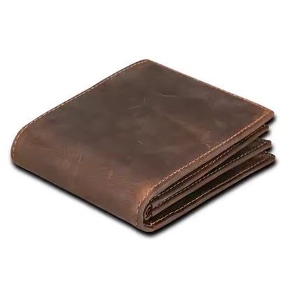 Portefeuille Homme Vintage en Cuir Huilé avec Blocage RFID