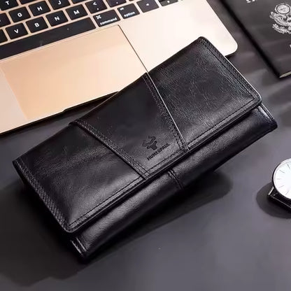 Portefeuille Long en Cuir Véritable KAVIS pour Femme - Pratique avec Porte-Téléphone