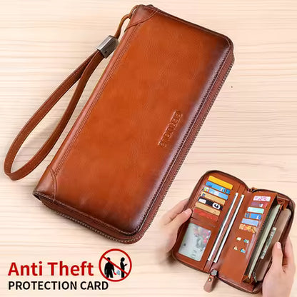 Portefeuille Long en Cuir de Vache Souple pour Homme - Grande Capacité & Design Antivol