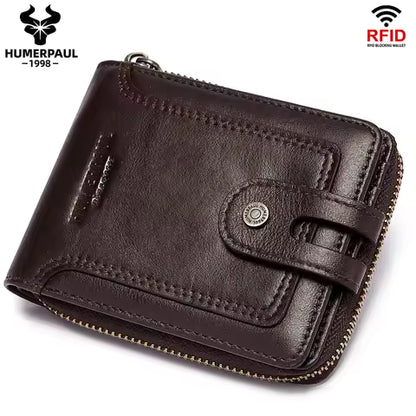 Portefeuille Homme HUMERPAUL en Cuir Véritable avec Blocage RFID - Porte-cartes et Porte-monnaie d'Affaires