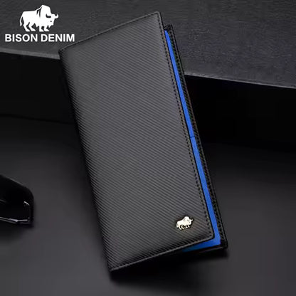 Portefeuille Long Homme BISON DENIM en Fibre de Carbone - Grande Capacité & Blocage RFID