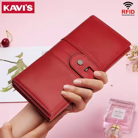 Portefeuille Long Femme en Cuir Véritable - Chic et Fonctionnel avec Blocage RFID