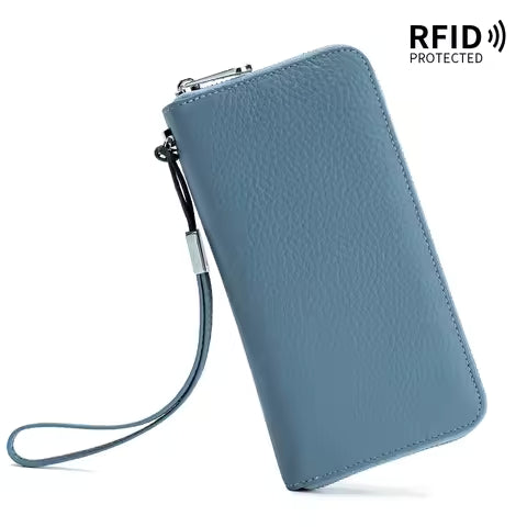 Portefeuille Long en Cuir Véritable pour Femme avec Protection RFID - Design Luxe