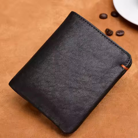 Portefeuille Homme en Cuir Souple Véritable - Porte-cartes Élégant et Simple