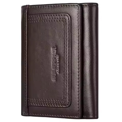 Portefeuille fin en cuir véritable pour homme HUMERPAUL - RFID, porte-cartes, porte-monnaie zippé