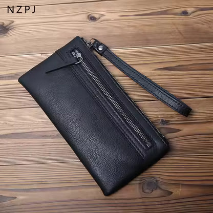 Portefeuille Long en Cuir Naturel pour Homme - Grande Capacité & Pochette Téléphone