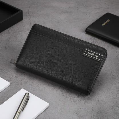Portefeuille Homme Grande Capacité Baellerry - Cuir PU, Fermeture Éclair, Multi-compartiments