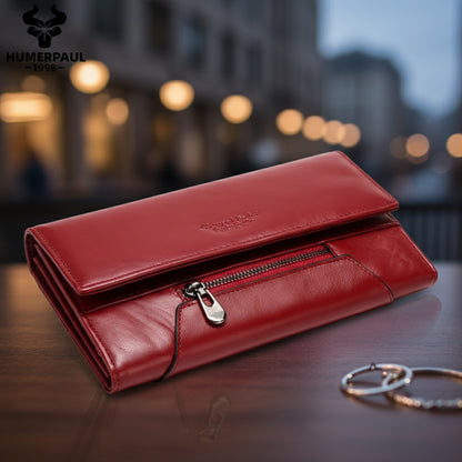 Portefeuille Long Femme en Cuir Véritable avec Blocage RFID - Luxe et Pratique