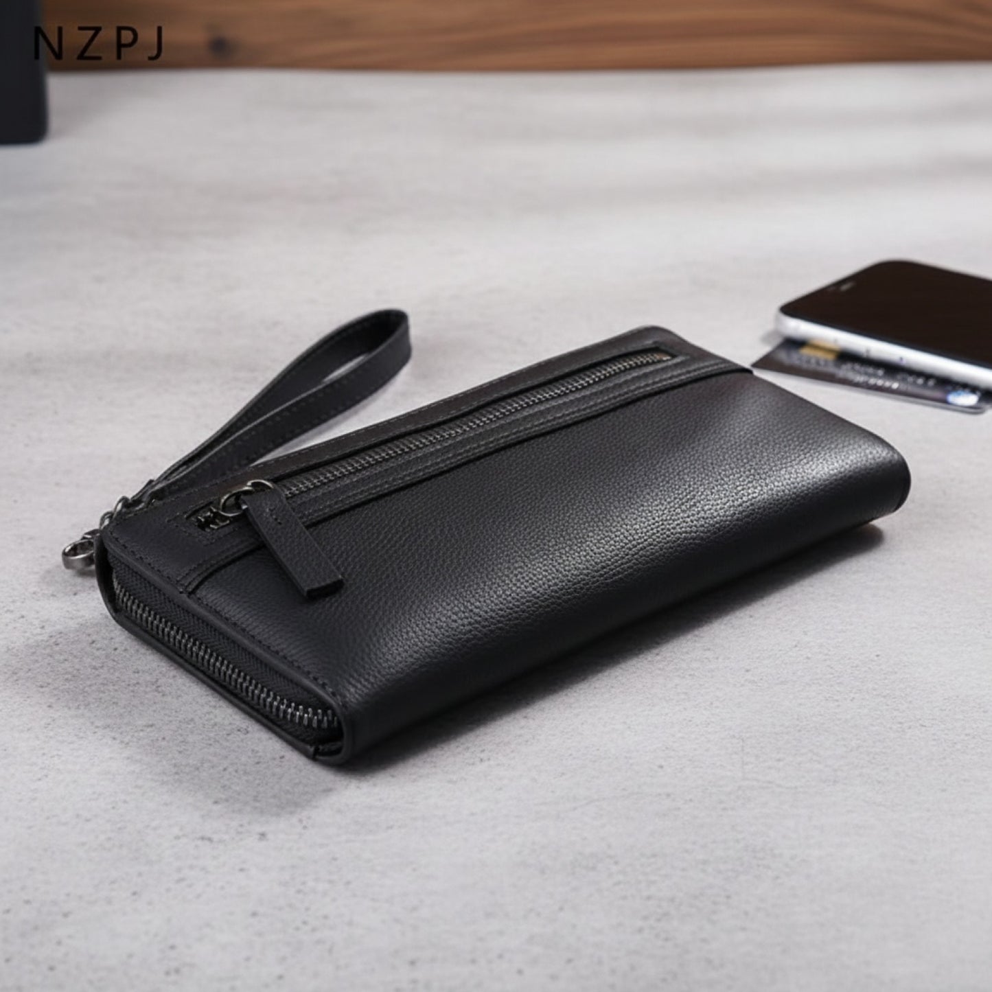 Portefeuille Long en Cuir Naturel pour Homme - Grande Capacité & Pochette Téléphone