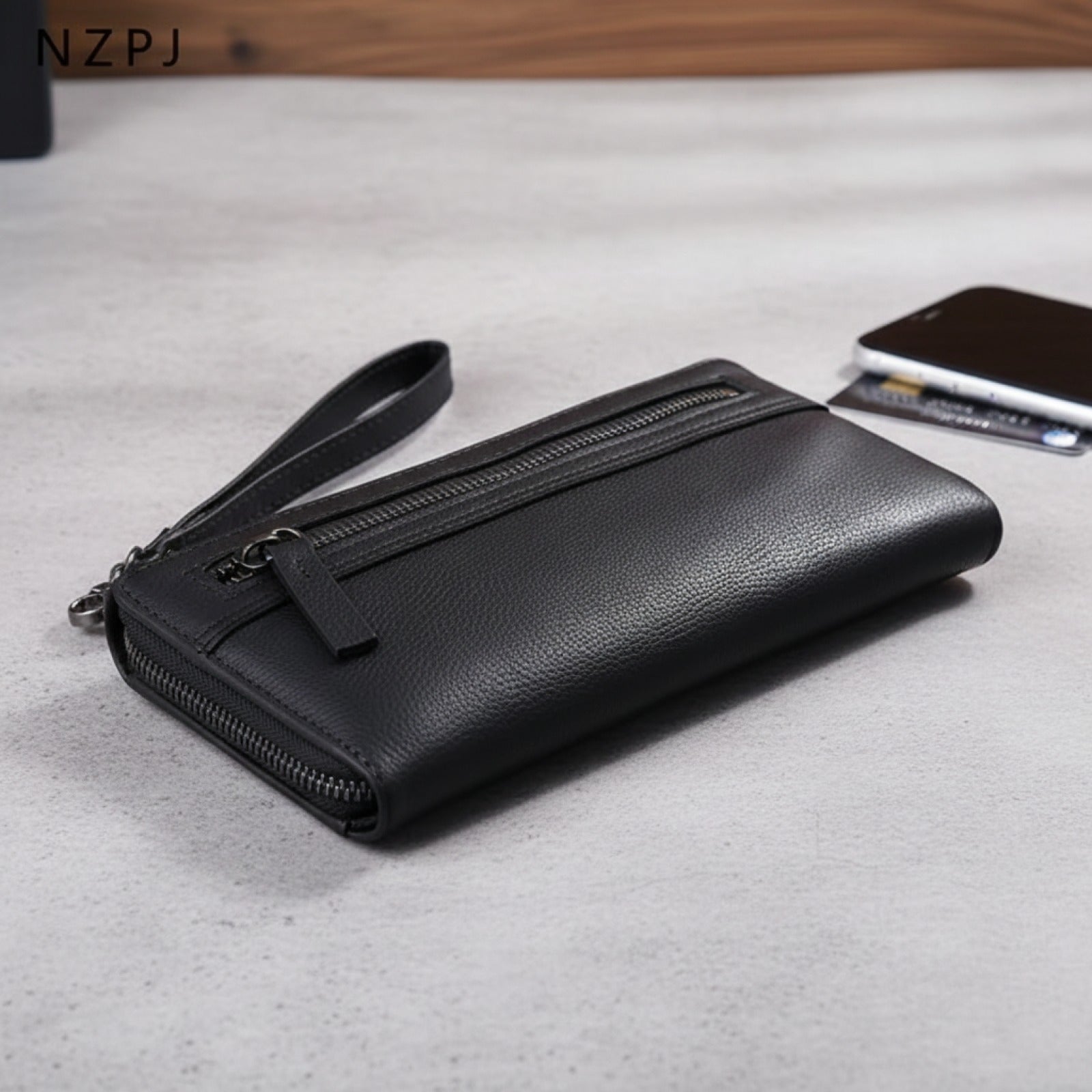 Portefeuille Long en Cuir Naturel pour Homme - Grande Capacité & Pochette Téléphone
