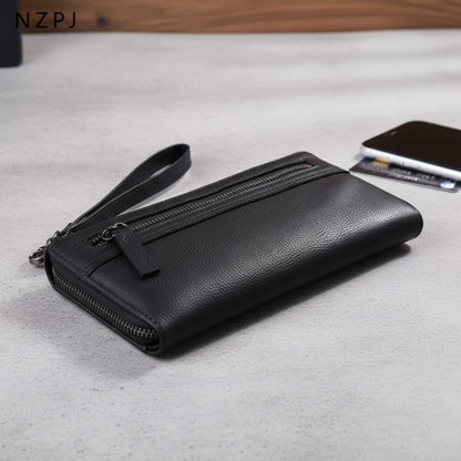 Portefeuille Long en Cuir Naturel pour Homme - Grande Capacité & Pochette Téléphone