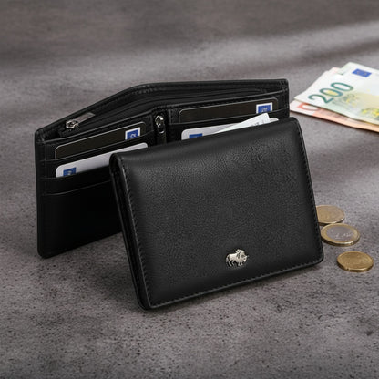 Portefeuille Homme Court en Cuir Véritable avec Blocage RFID - Mini Porte-Monnaie et Porte-Cartes à Fermeture Éclair
