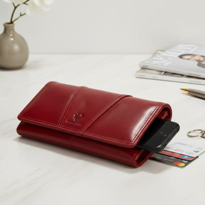Portefeuille Long en Cuir Véritable pour Femme - Chic & Fonctionnel avec Blocage RFID