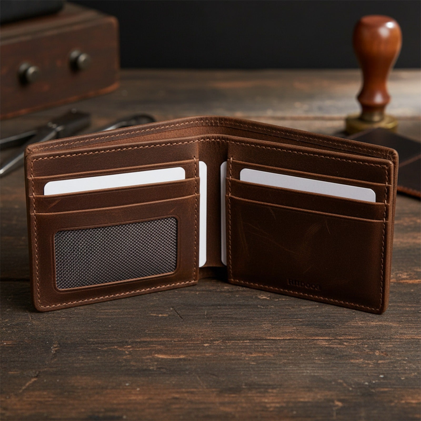 Portefeuille Homme Vintage en Cuir Huilé avec Blocage RFID