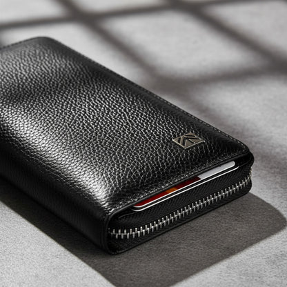 Portefeuille Long en Cuir Véritable HUMERPAUL avec Blocage RFID - Noir ou Café