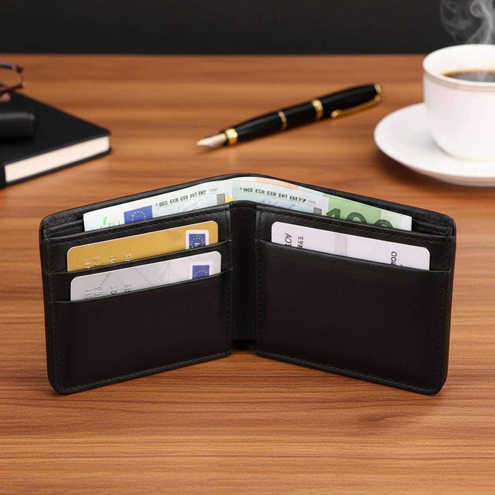 Portefeuille Homme en Cuir Souple Véritable - Porte-cartes Élégant et Simple