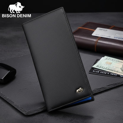 Portefeuille Long Homme BISON DENIM en Fibre de Carbone - Grande Capacité & Blocage RFID