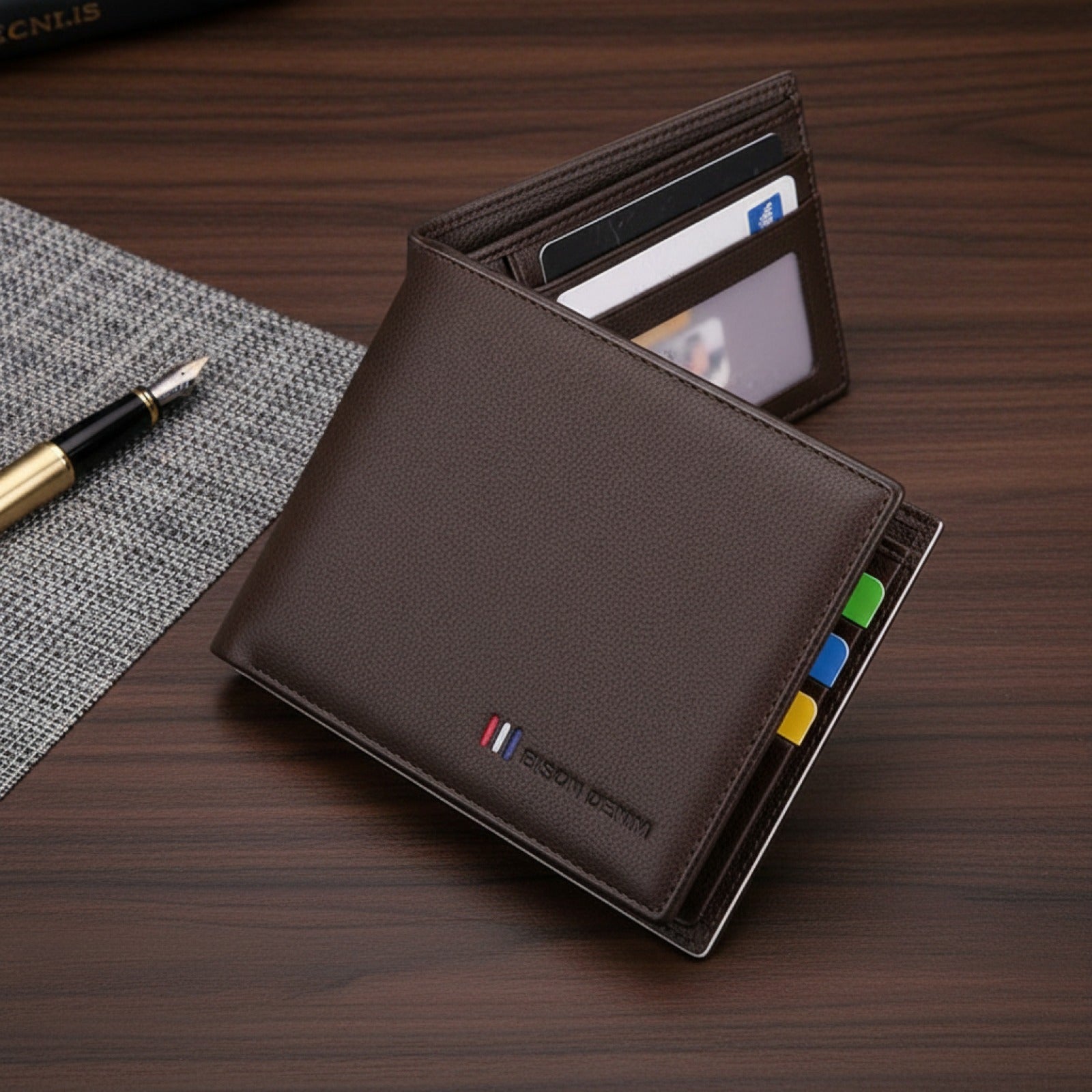 Portefeuille Homme Cuir de Vache Véritable - Petit Porte-cartes Double Volet avec Blocage RFID