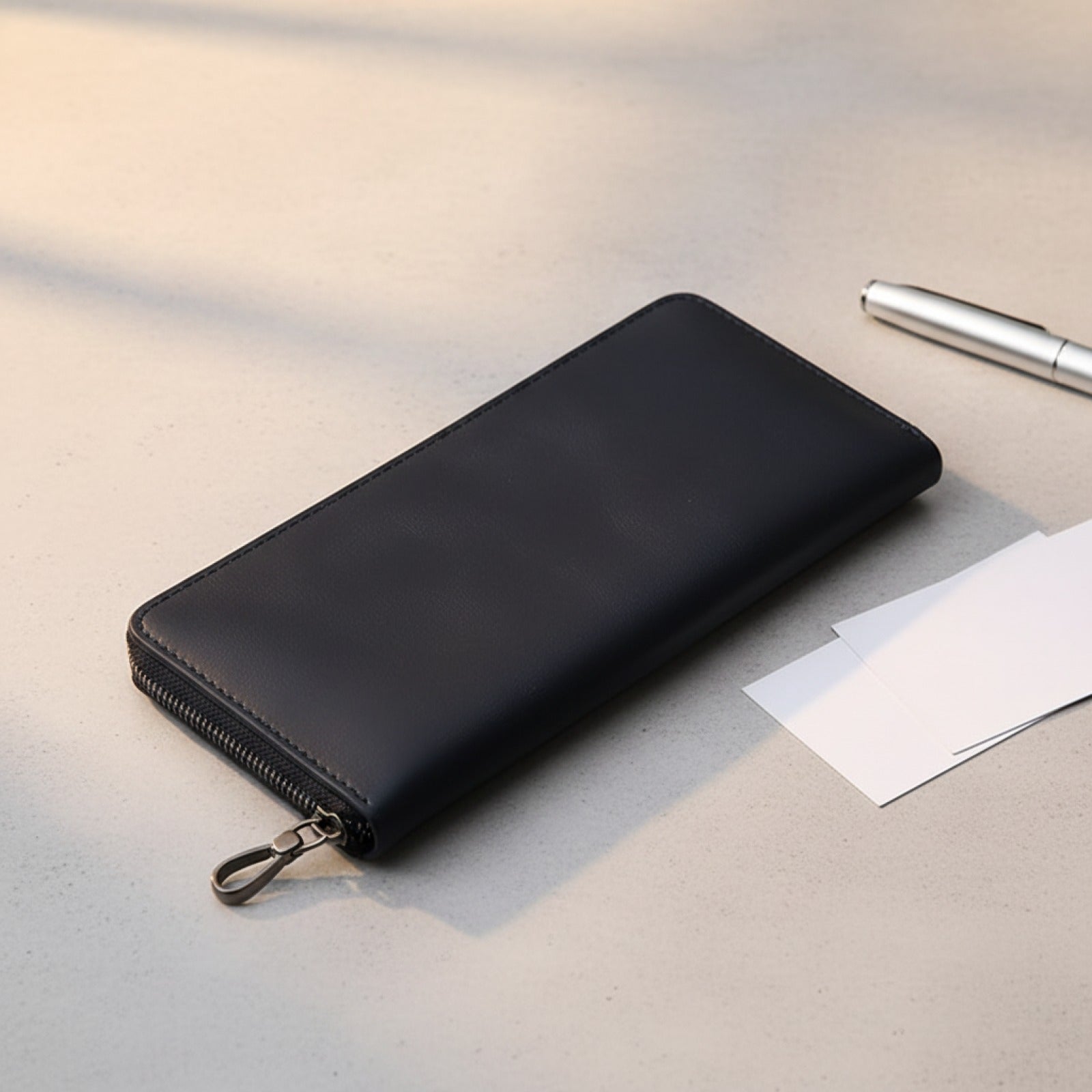 Portefeuille Long en Cuir Rétro pour Homme et Femme - Ultra Fin avec Fermeture Éclair