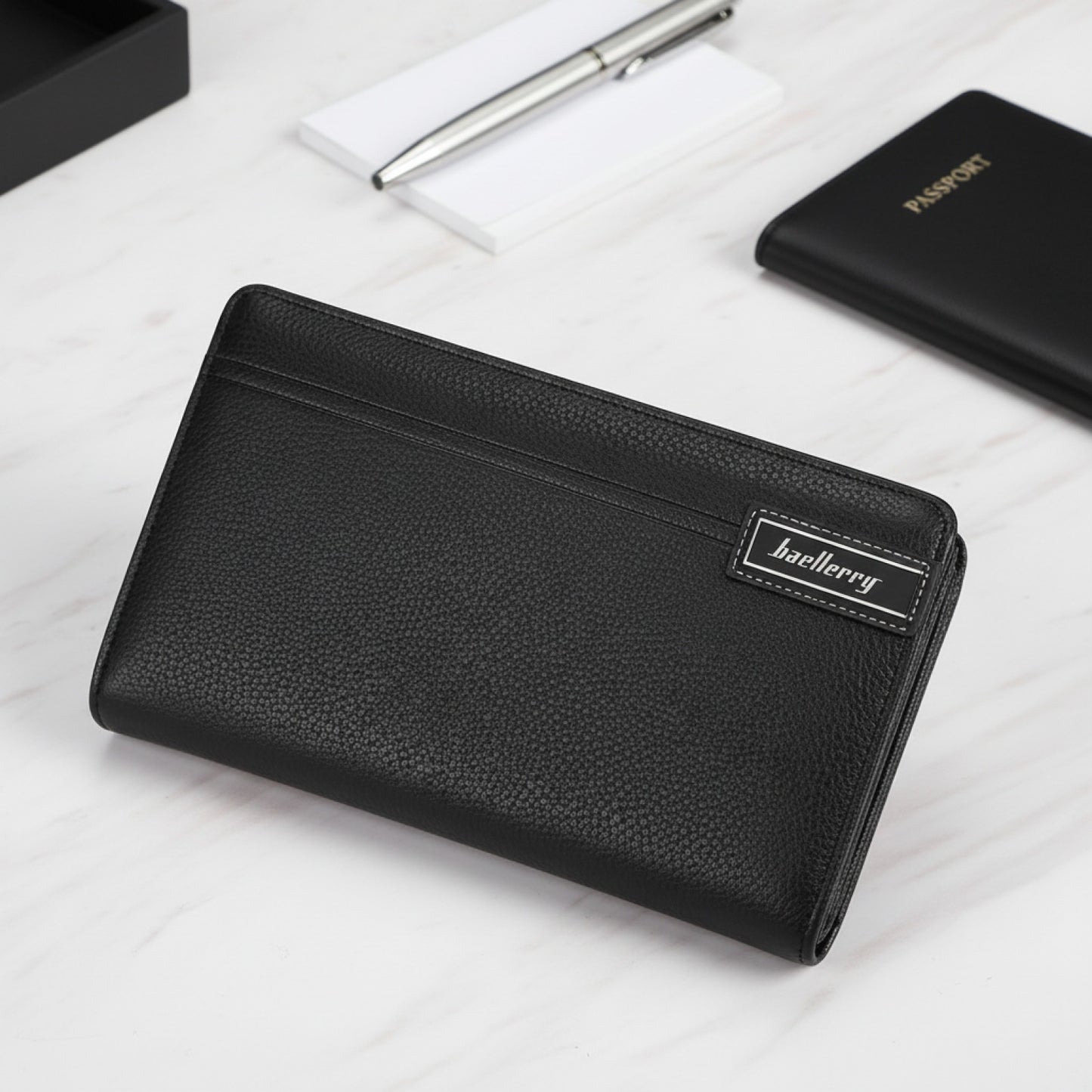Portefeuille Homme Grande Capacité Baellerry - Cuir PU, Fermeture Éclair, Multi-compartiments