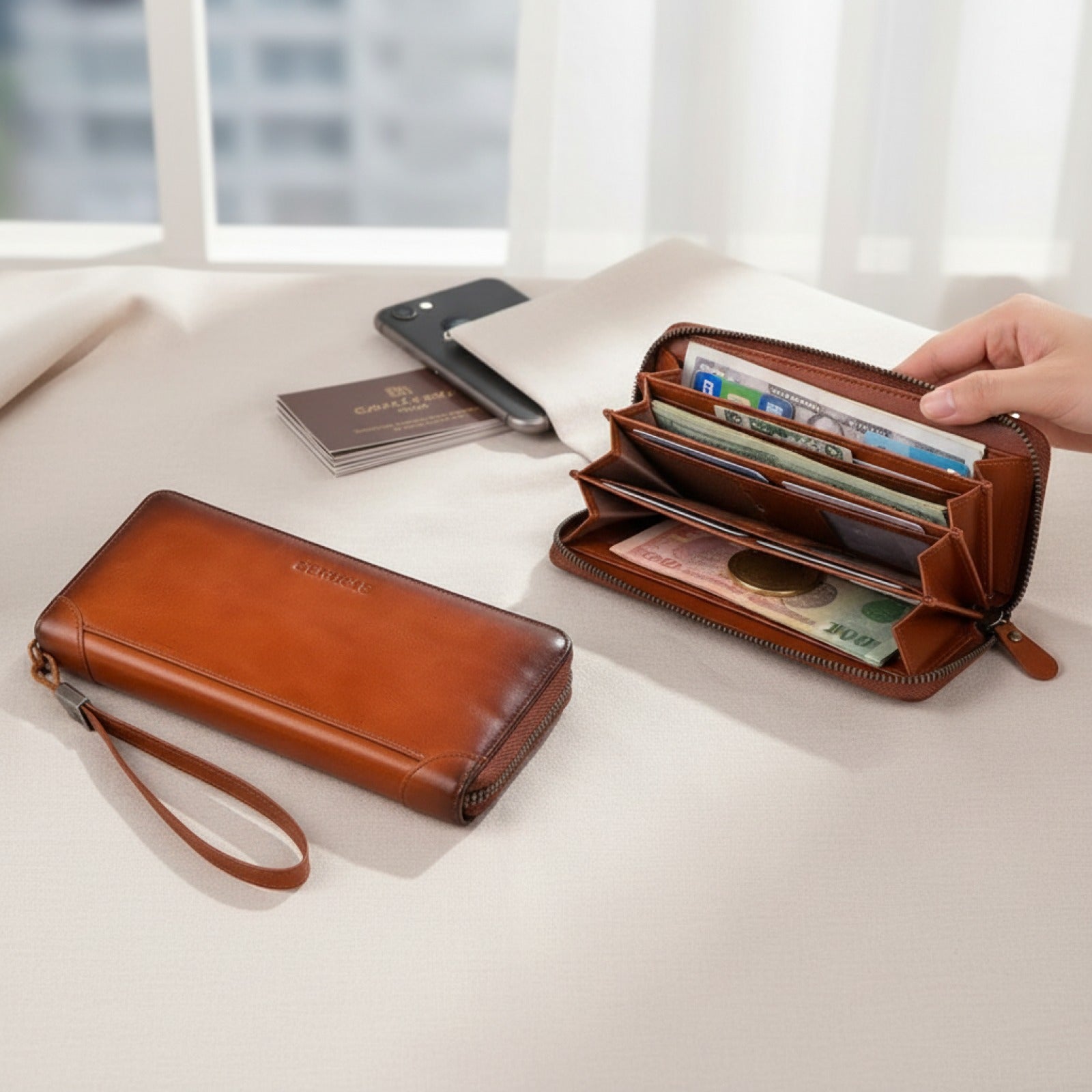 Portefeuille Long en Cuir de Vache Souple pour Homme - Grande Capacité & Design Antivol
