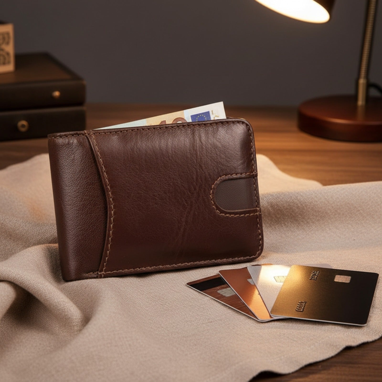 Portefeuille Homme en Cuir Véritable Rétro RFID - Petit Porte-cartes Double Volet