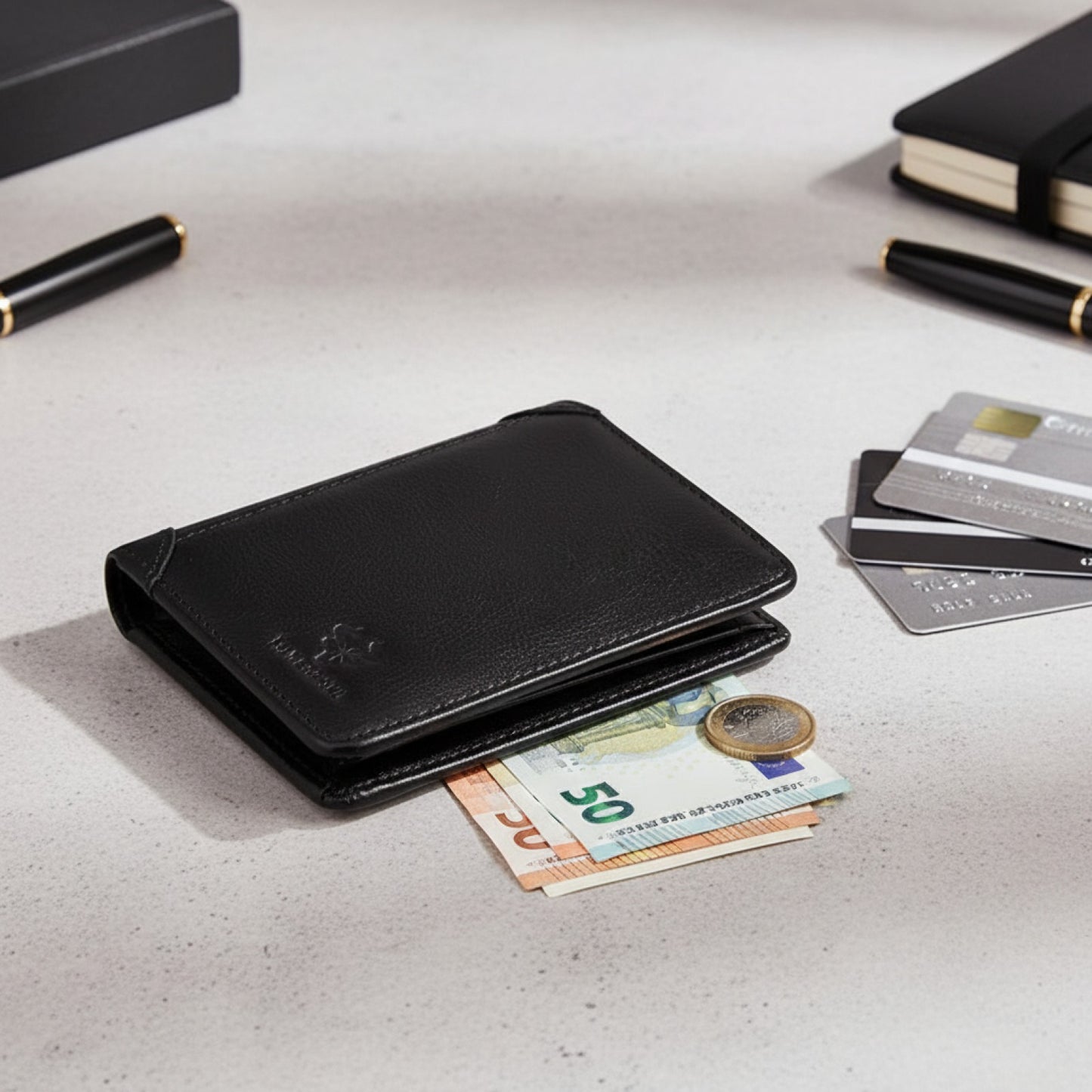 Portefeuille Homme Cuir Véritable avec Blocage RFID - Mince et Luxe