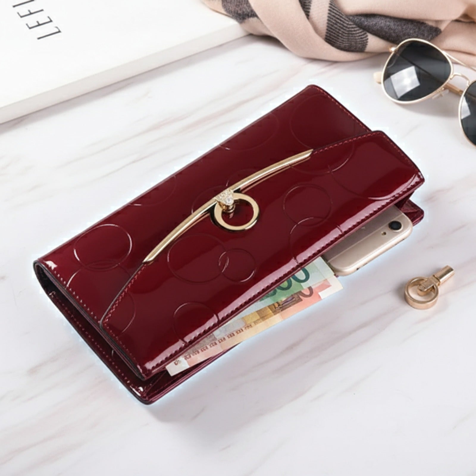Portefeuille Long Femme RFID : Sac à Main Chic avec Fermeture Éclair et Grande Capacité