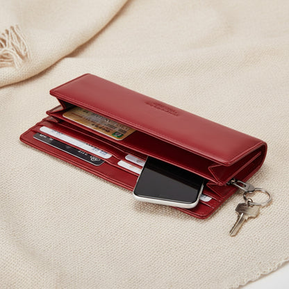 Portefeuille Long Femme en Cuir Véritable avec Blocage RFID - Luxe et Pratique