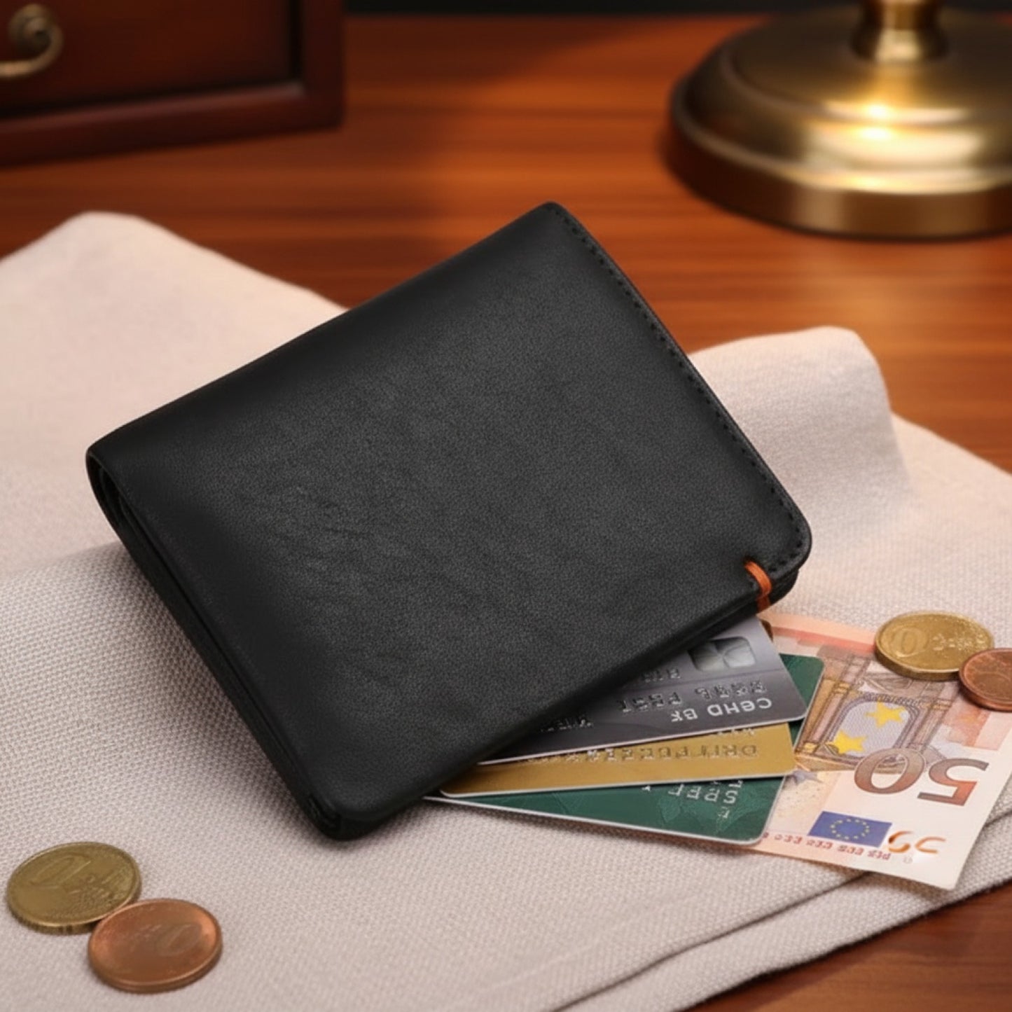 Portefeuille Homme en Cuir Souple Véritable - Porte-cartes Élégant et Simple