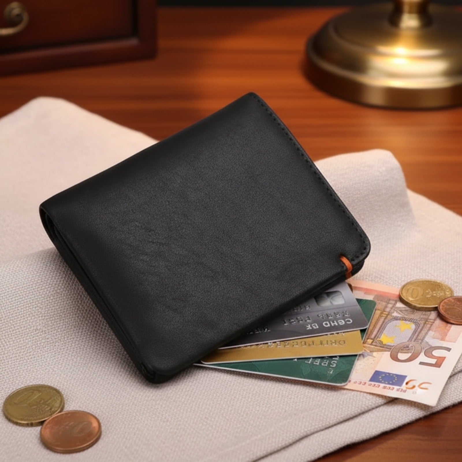 Portefeuille Homme en Cuir Souple Véritable - Porte-cartes Élégant et Simple