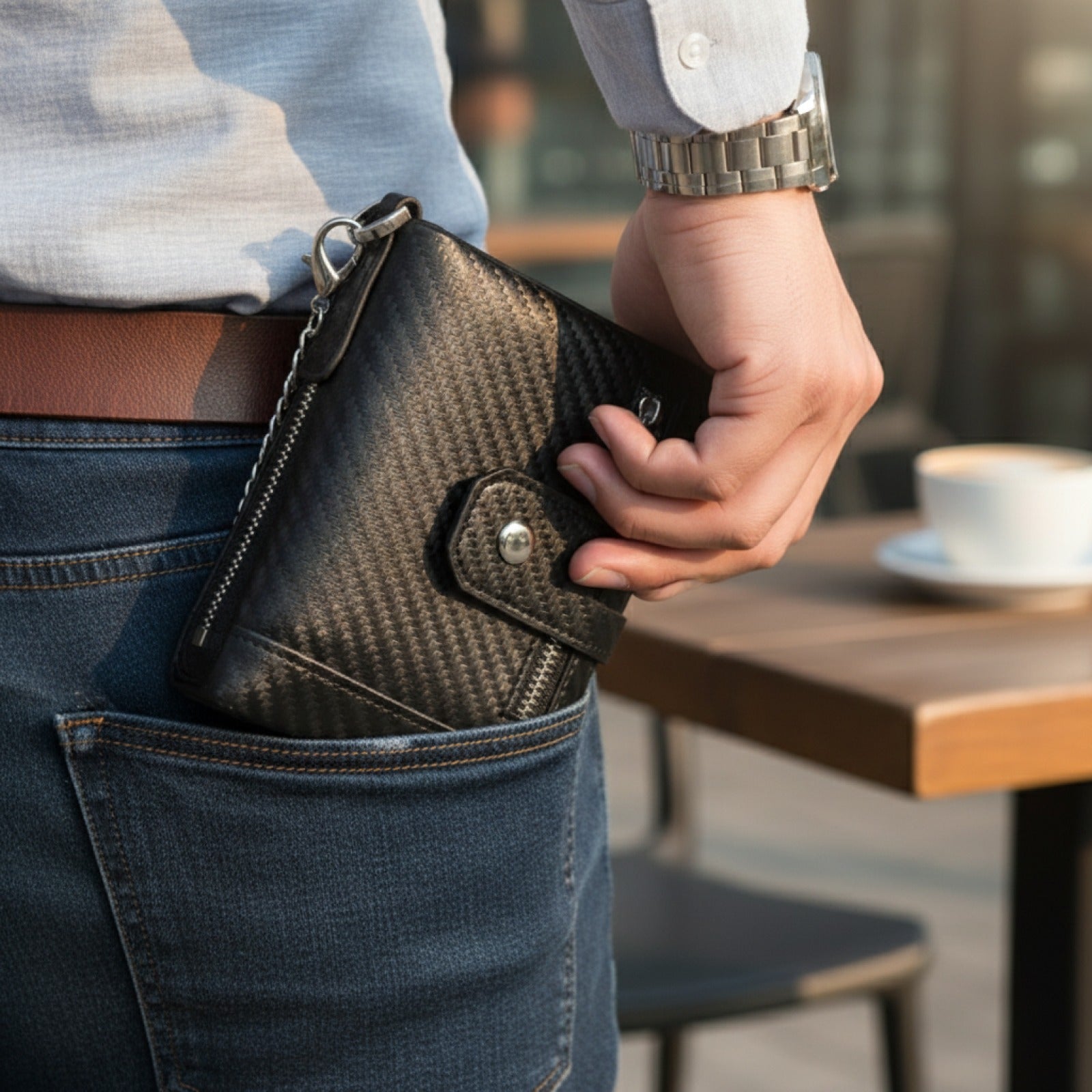 Portefeuille Homme Fibre de Carbone avec Blocage RFID - Porte-cartes fin et élégant