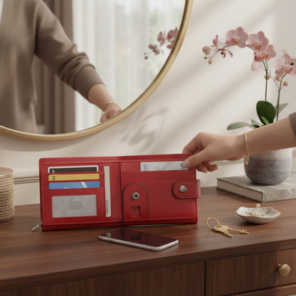 Portefeuille Long Femme en Cuir Véritable - Chic et Fonctionnel avec Blocage RFID
