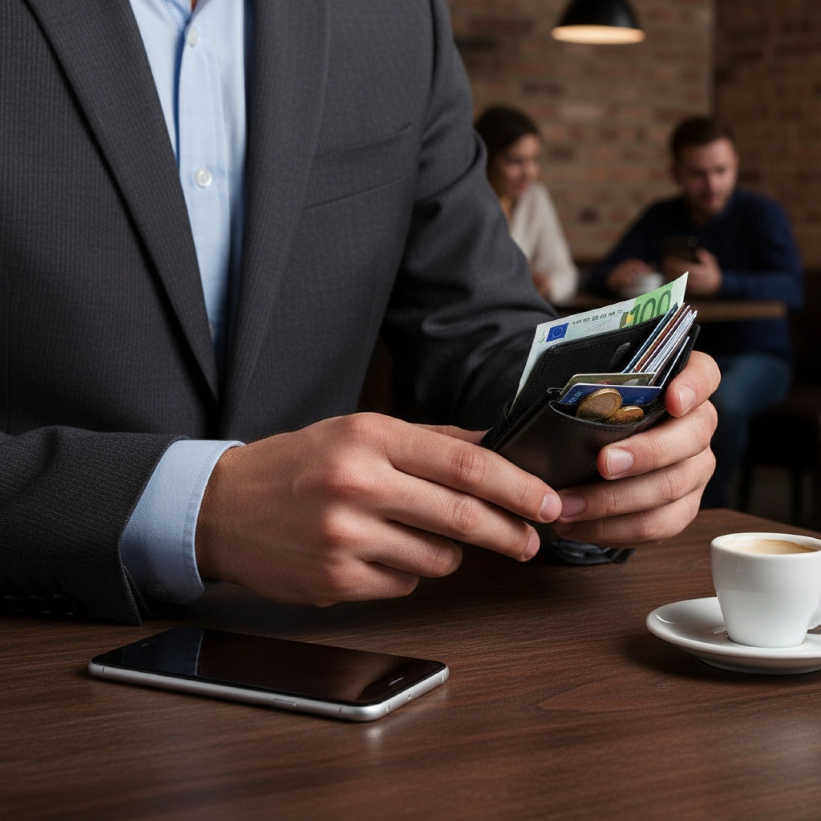 Portefeuille Homme 3 Volets en Cuir RFID Fin - Porte-cartes & Monnaie Intelligent