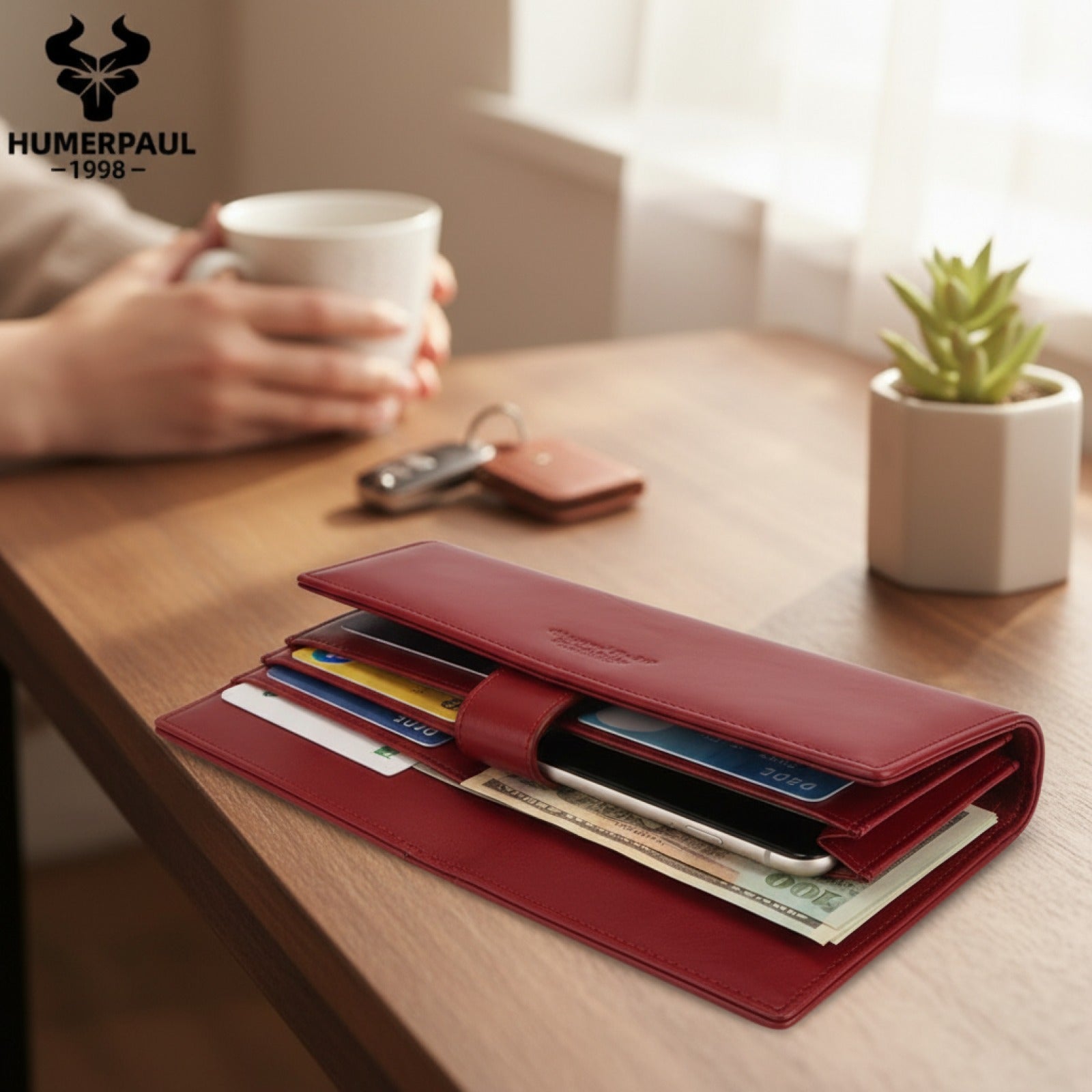 Portefeuille Long Femme en Cuir Véritable avec Blocage RFID - Luxe et Pratique
