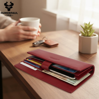 Portefeuille Long Femme en Cuir Véritable avec Blocage RFID - Luxe et Pratique