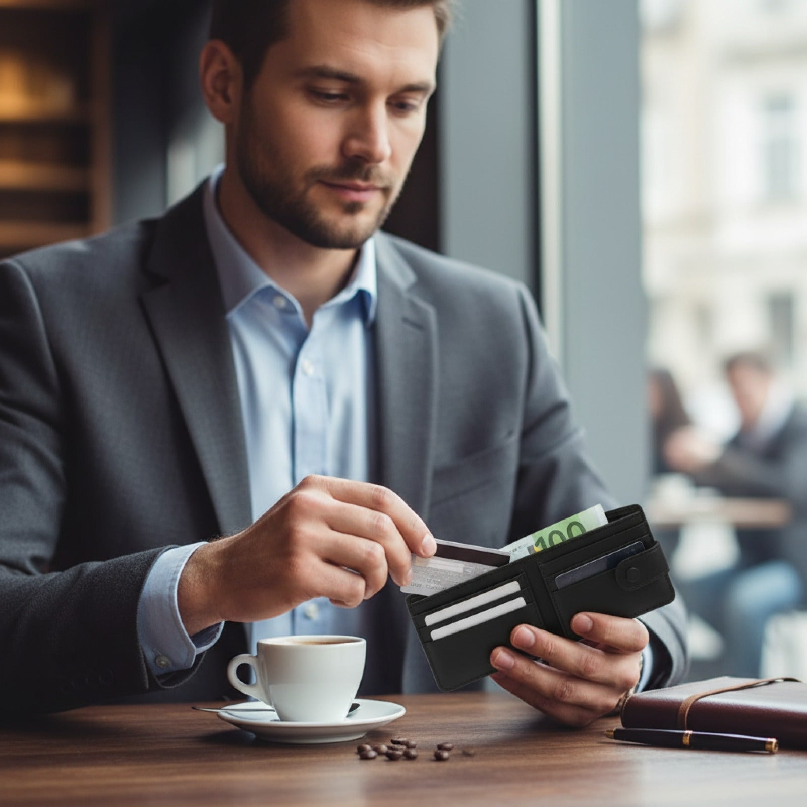 Portefeuille Homme en Cuir Souple Véritable - Porte-cartes Élégant et Simple