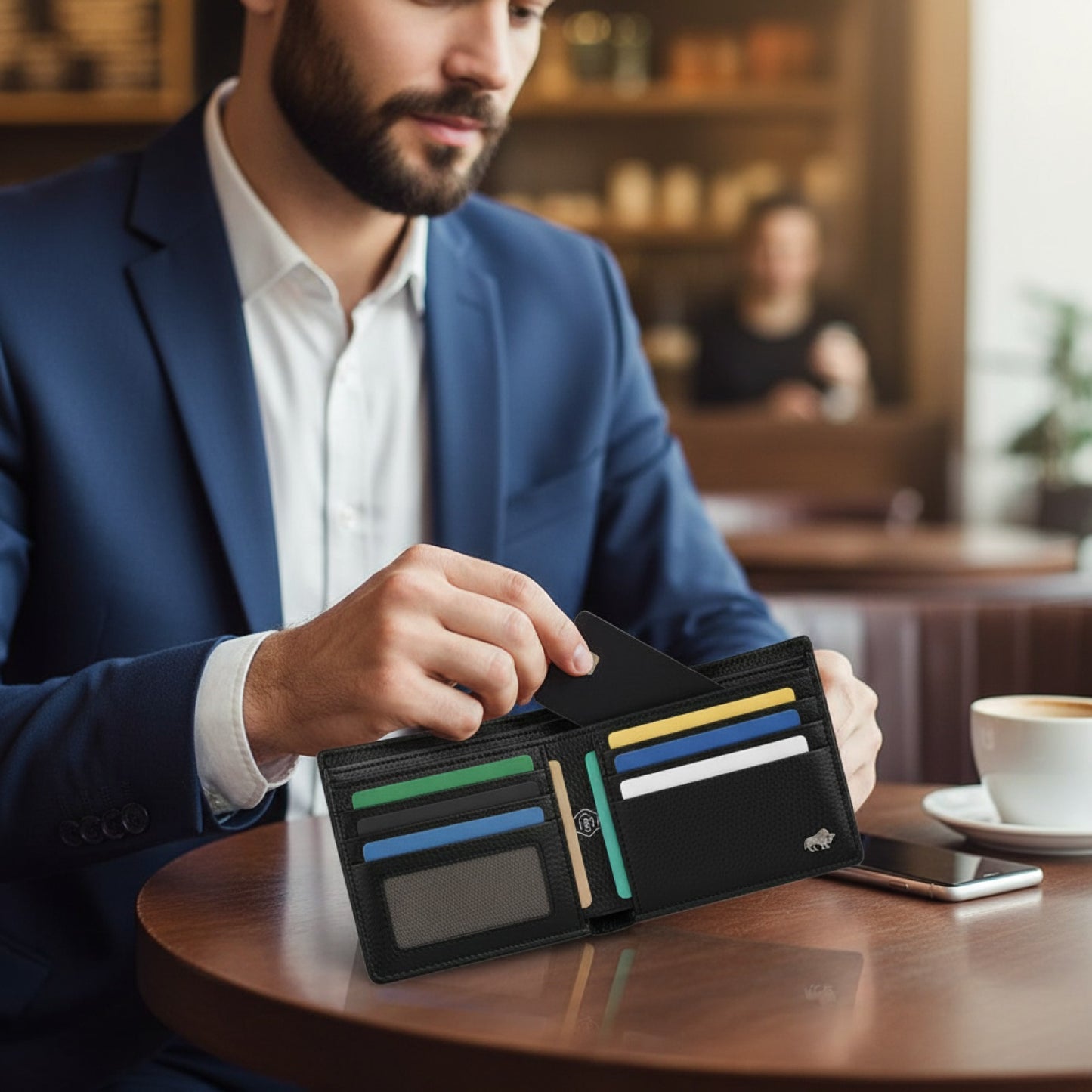 Portefeuille Homme BISON DENIM en Cuir Véritable - Pliable, Blocage RFID & Fermeture Éclair