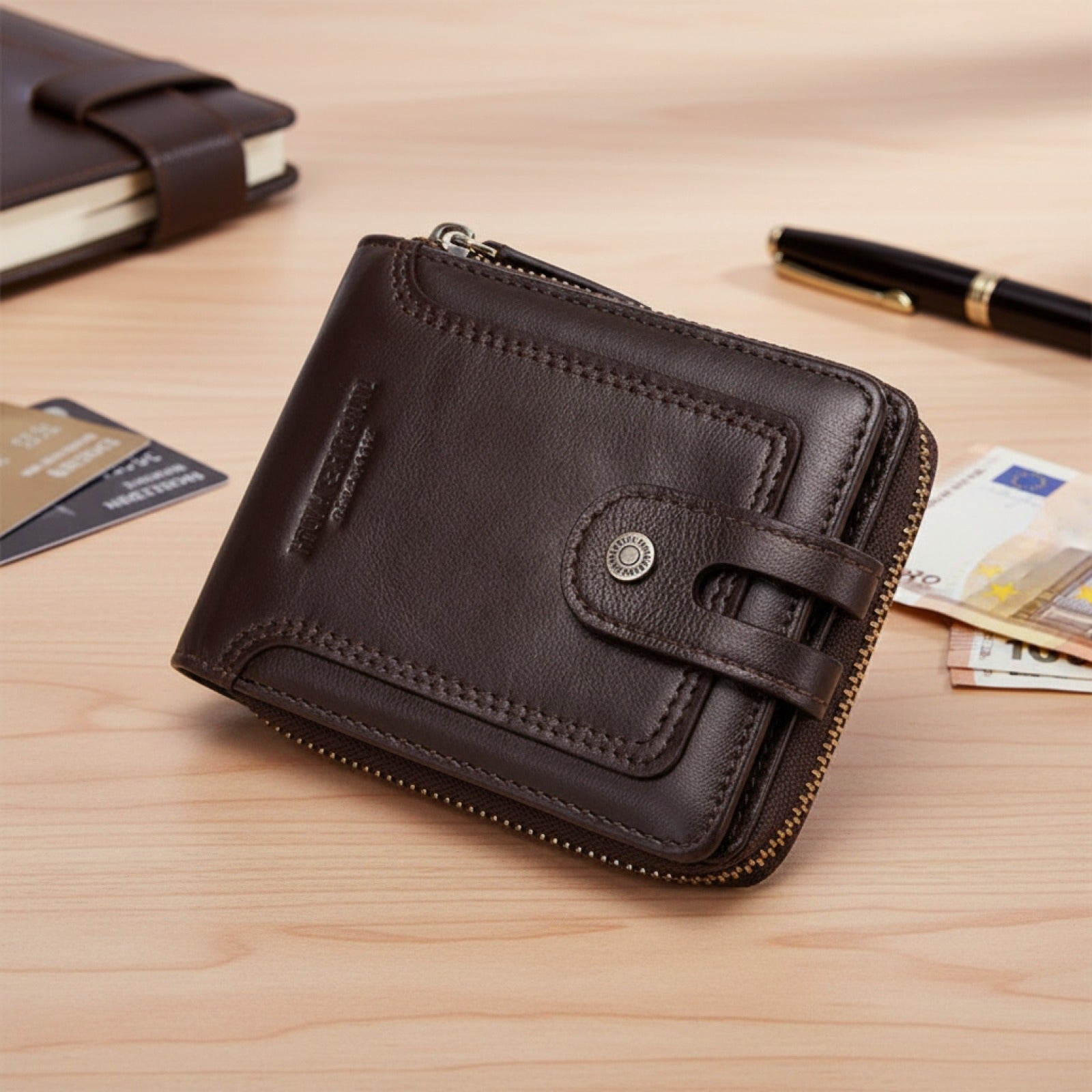 Portefeuille Homme HUMERPAUL en Cuir Véritable avec Blocage RFID - Porte-cartes et Porte-monnaie d'Affaires