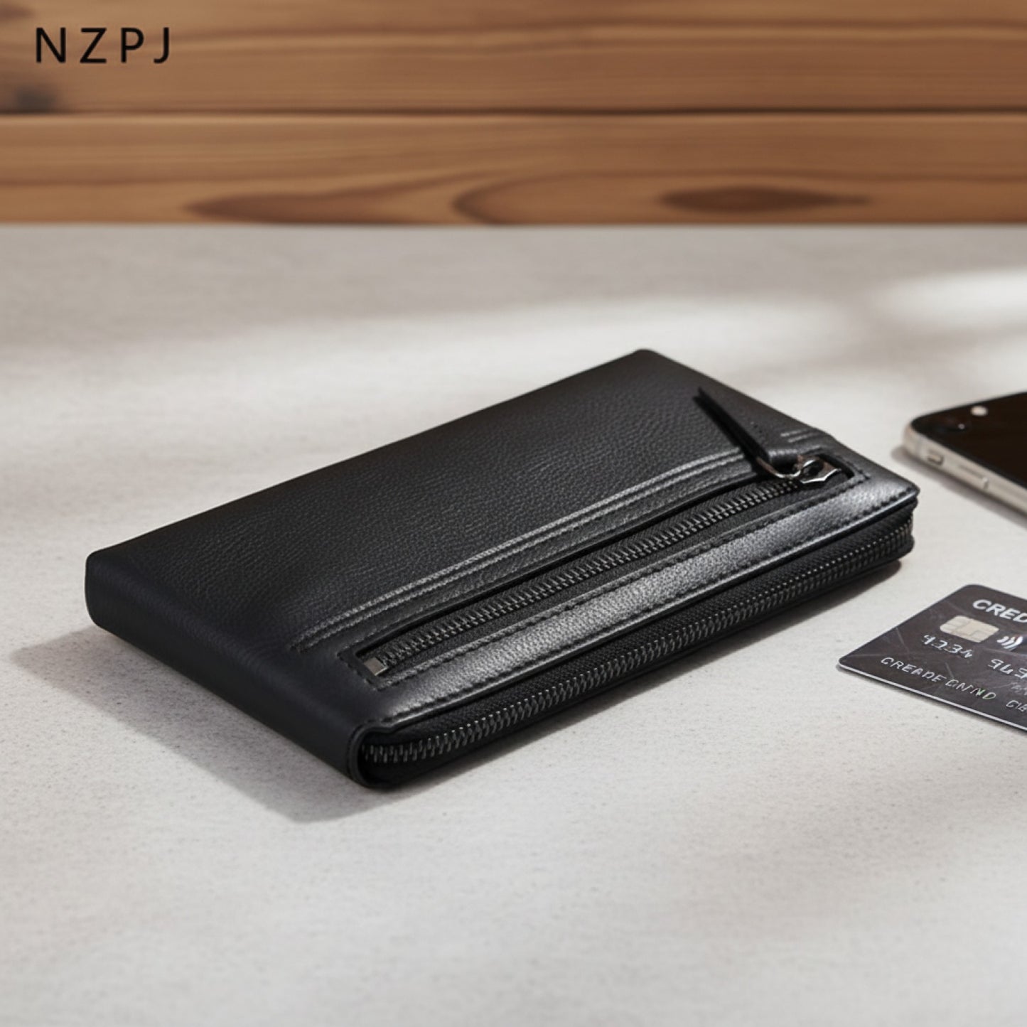 Portefeuille Long en Cuir Naturel pour Homme - Grande Capacité & Pochette Téléphone