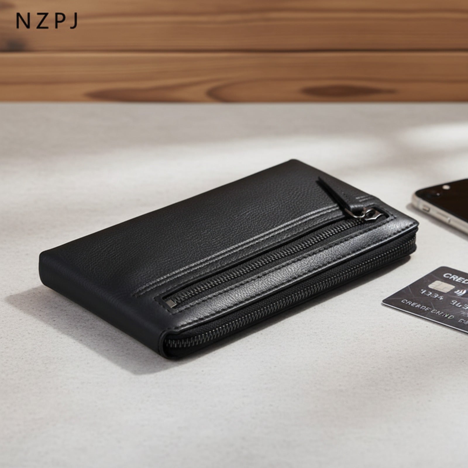 Portefeuille Long en Cuir Naturel pour Homme - Grande Capacité & Pochette Téléphone