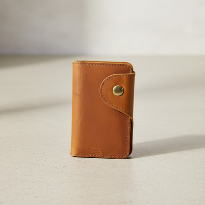 Porte-clés Multifonction en Cuir avec Porte-carte et Bouton-pression
