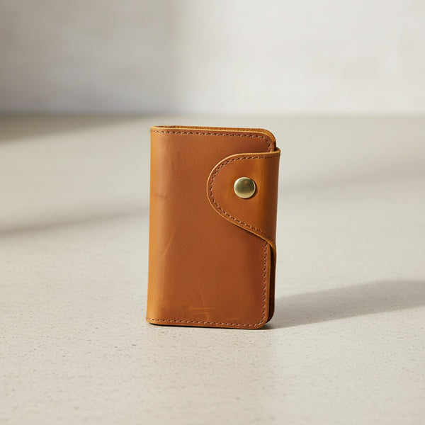 Porte-clés Multifonction en Cuir avec Porte-carte et Bouton-pression