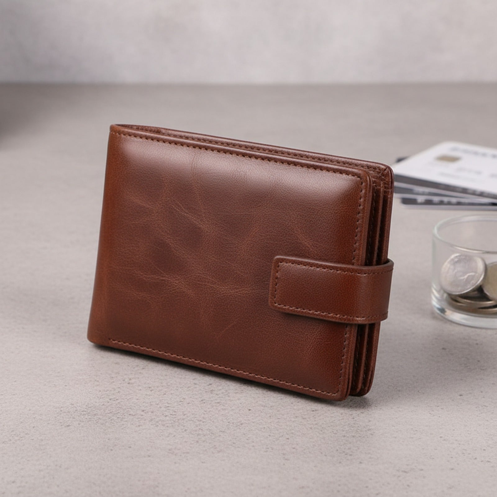 Portefeuille Homme Cuir avec Protection RFID et Fermeture Éclair - Porte-cartes et Sac à Monnaie
