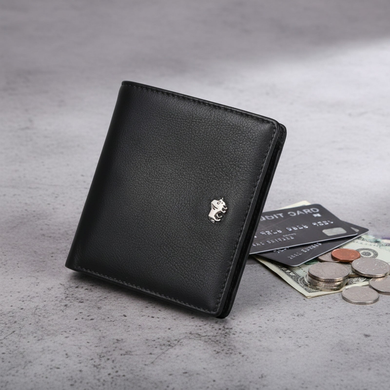 Portefeuille Homme Court en Cuir Véritable avec Blocage RFID - Mini Porte-Monnaie et Porte-Cartes à Fermeture Éclair