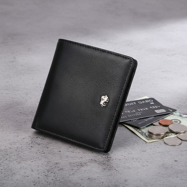 Portefeuille Homme Court en Cuir Véritable avec Blocage RFID - Mini Porte-Monnaie et Porte-Cartes à Fermeture Éclair